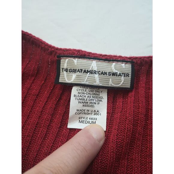 The Great American Sweater Y2K Witchy Open front cardigan Red Glitter Medium - Picture 3 of 5